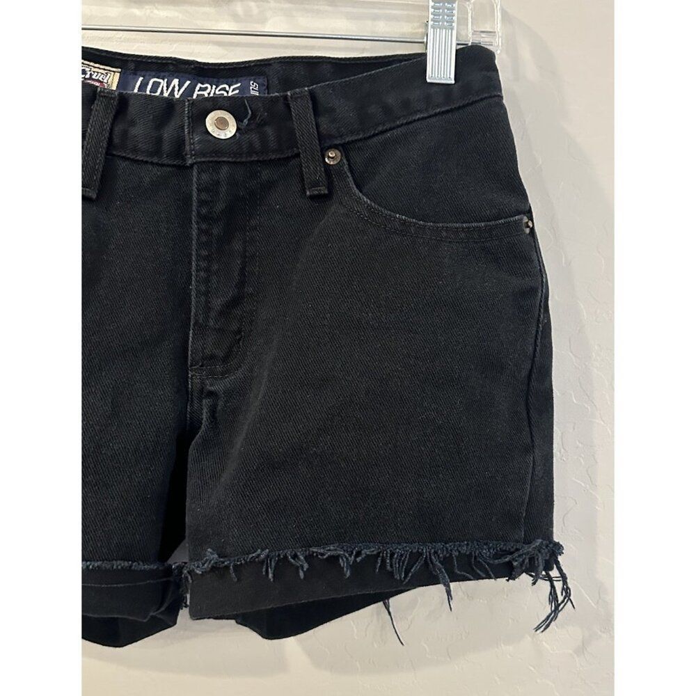 Cruel Girl Y2K Low Rise Slim Shorts Black Size 1 2000’s 90’s Low Rise Cuffed‎ - Picture 2 of 7